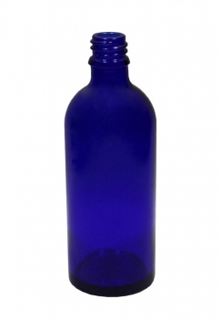 Blauglasflasche blau 100ml KOSMETIK, Mündung DIN18  Lieferung ohne Verschluss, bei Bedarf bitte separat bestellen.